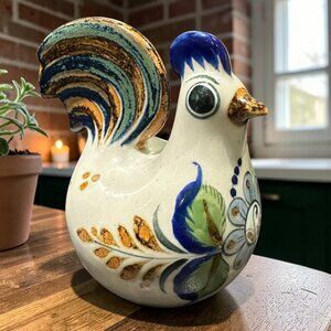 Vintage Tonala Mexican Pottery Rooster – Erandi Folk Art Ceramic Chicken